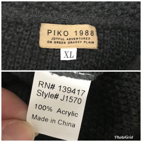 PIKO 1988 Waffle Knit Sweater Jacket! XL - Picture 8 of 8